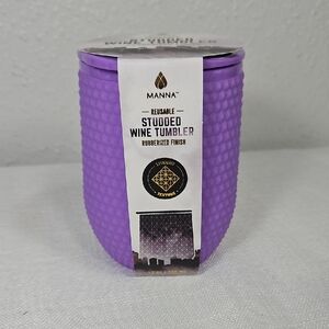 NWT Manna Purple Reusable Studded Wine Tumbler Rubberized finish 4.75"x3.5"